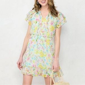 LC Lauren Conrad Blue and Floral Dress Woman’s Plus Size 4x